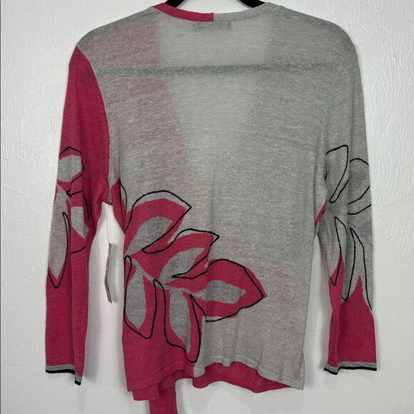NIC + ZOE Hibiscus Linen Blend Side Tie Cardigan Sweater Size M - Picture 7 of 12